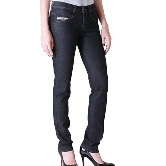 Diesel Rokket Straight Leg Jeans Button Fly Low Rise Dark Blue Wash Size 26 - Picture 1 of 14